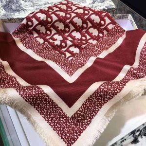 KHĂN Dior Women Dior Oblique Square Scarf Burgundy Silk Twill
