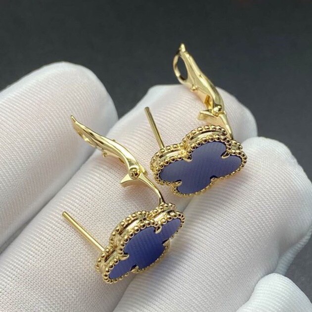 HOA TAI VAN CLEEF & ARPELS ALHAMBRA TURQUOISE 15MM GOLD 18K YELLOW GOLD