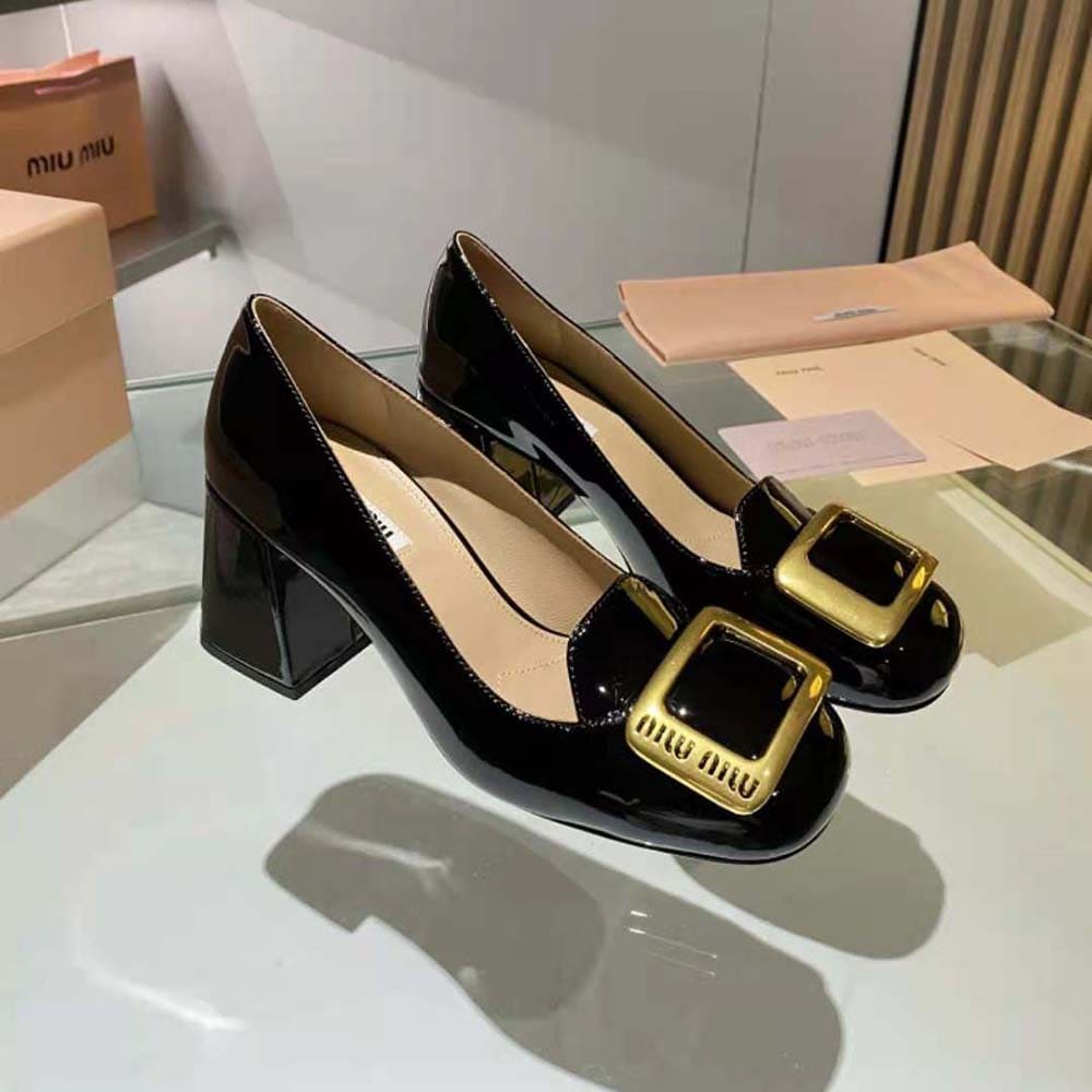 GIÀY Miu Miu Women Patent Leather Pumps in 65 mm Heel Height-Black