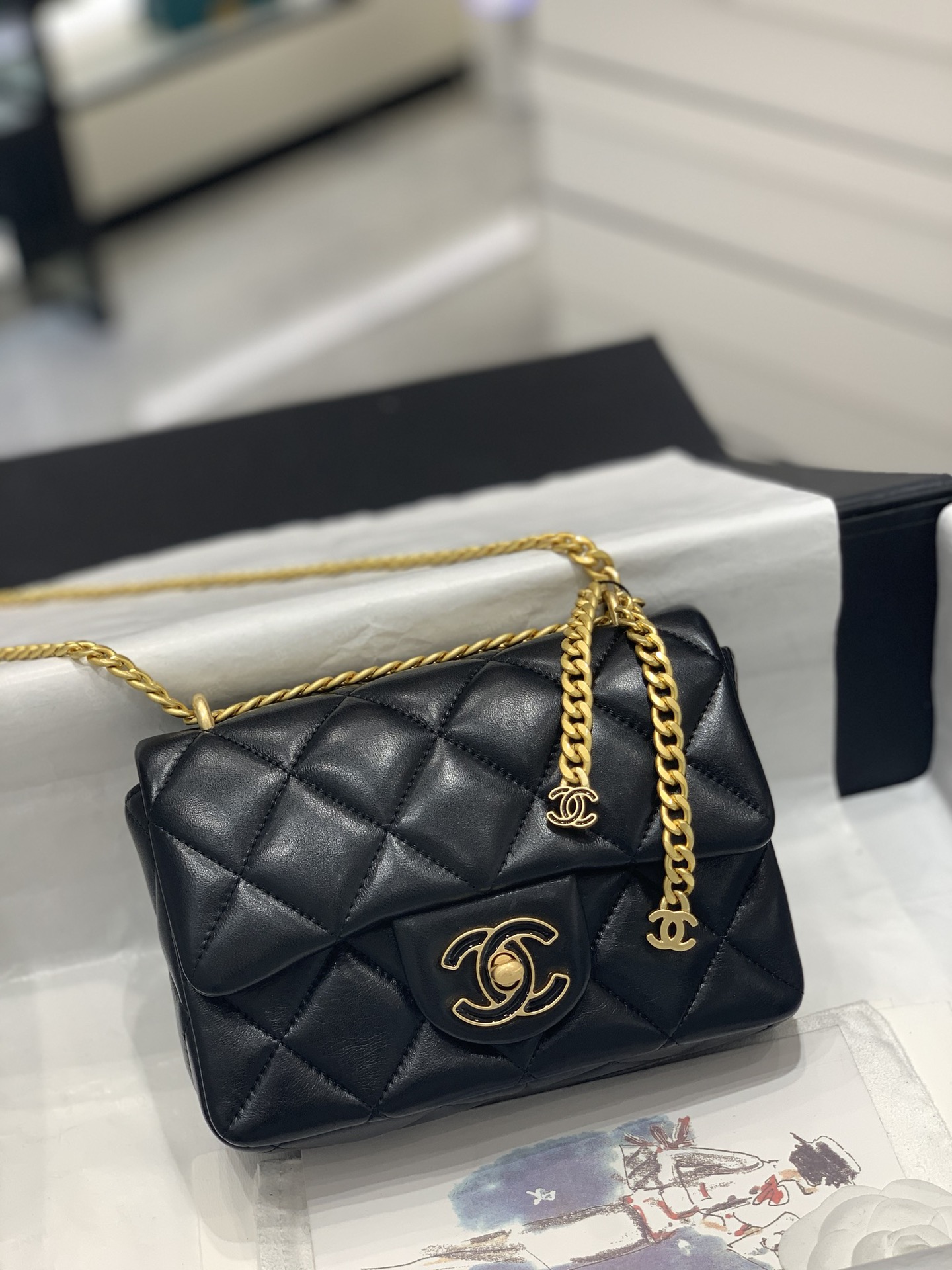 TÚI CHANEL 22P CF Black đen da HAAS