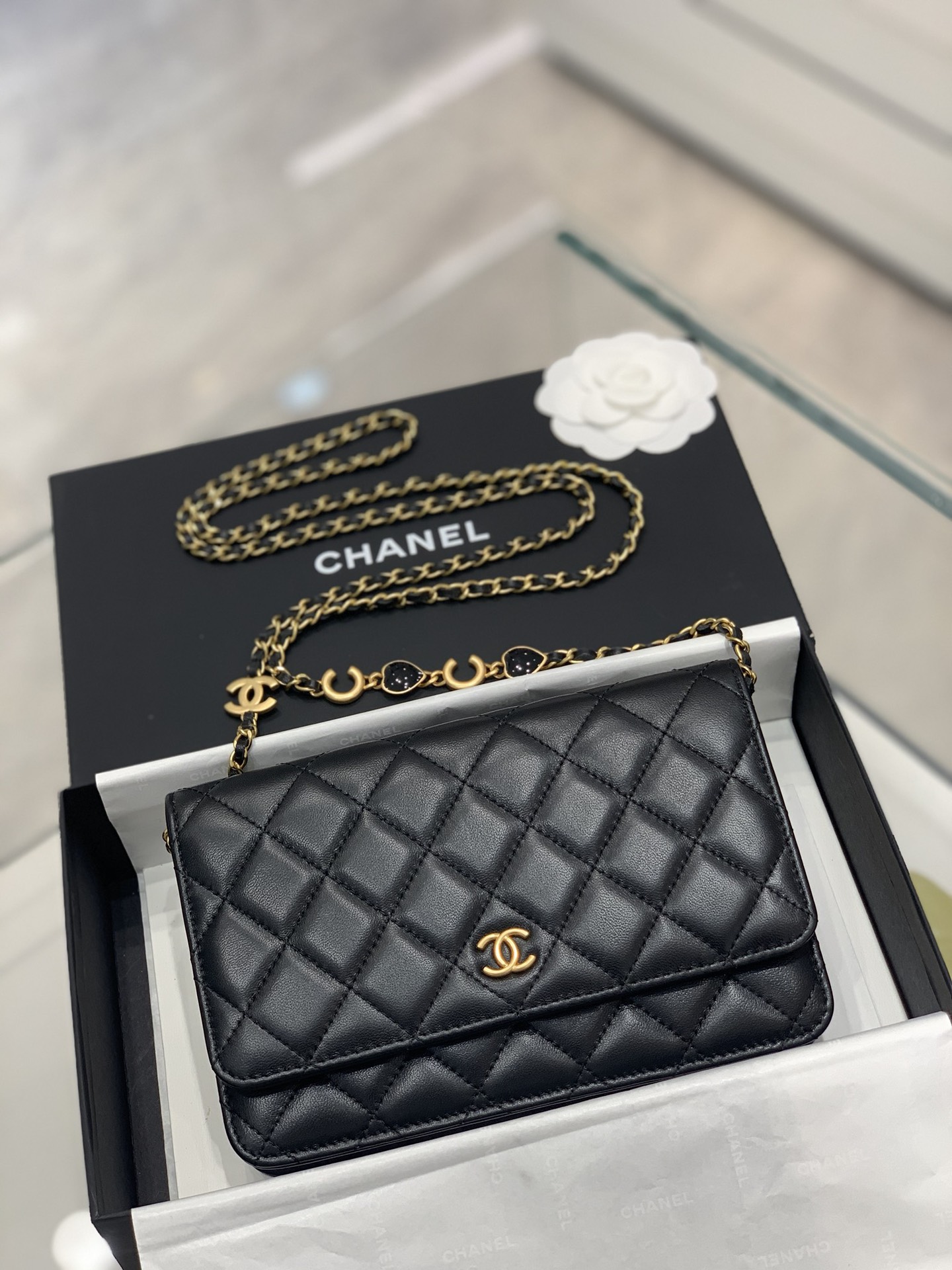 TÚI CHANEL 22K WOC Black đen da HAAS