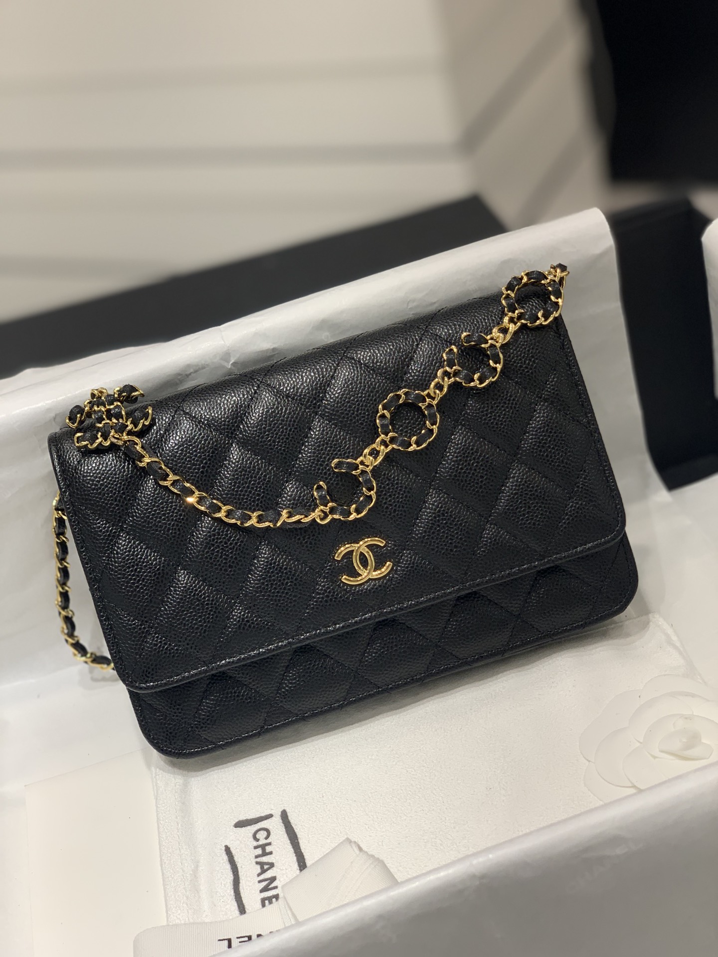 TÚI CHANEL WOC LOGO COCO CAVIAR BLACK DA HAAS