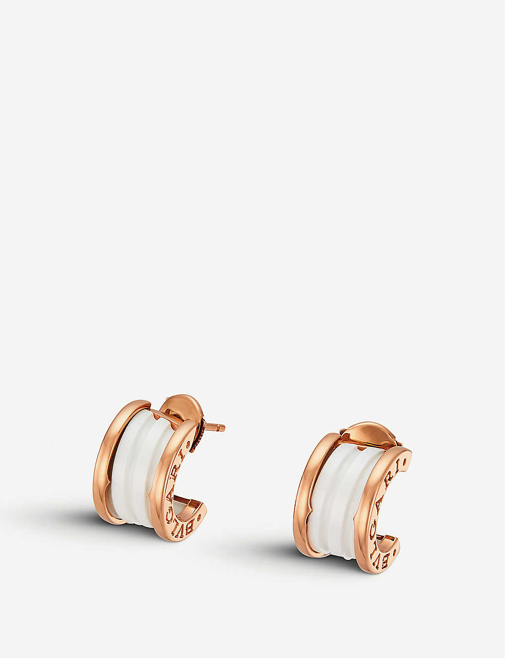 Bông tai BVLGARI B.zero1 18kt pink-gold and ceramic earrings vàng hồng 18K