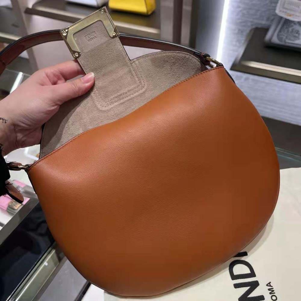 TÚI Fendi Women Small Croissant Brown Leather Bag