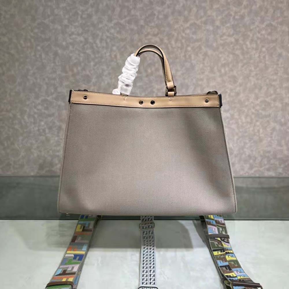 TÚI FENDI Medium Peekaboo X-Tote Gray Canvas Bag