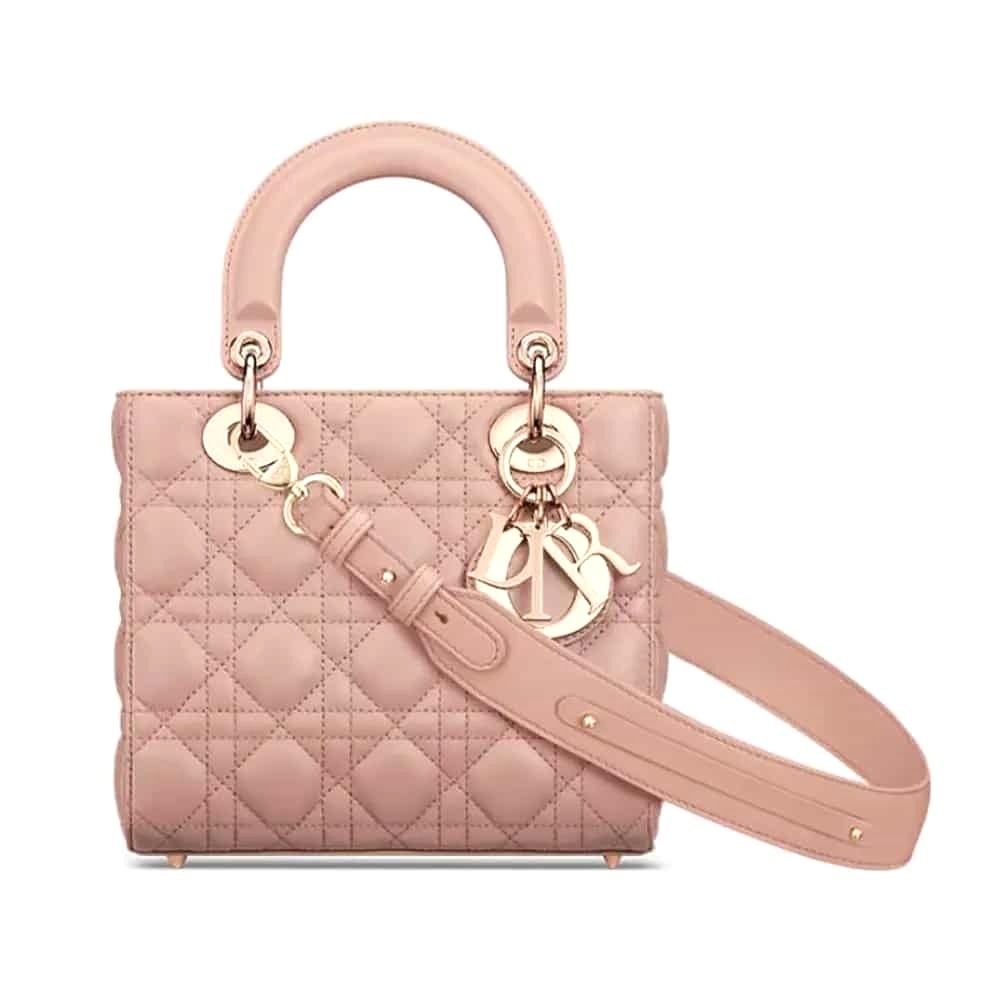 TÚI Dior Women Small Lady Dior My ABC Dior Blush Cannage Lambskin da cừu