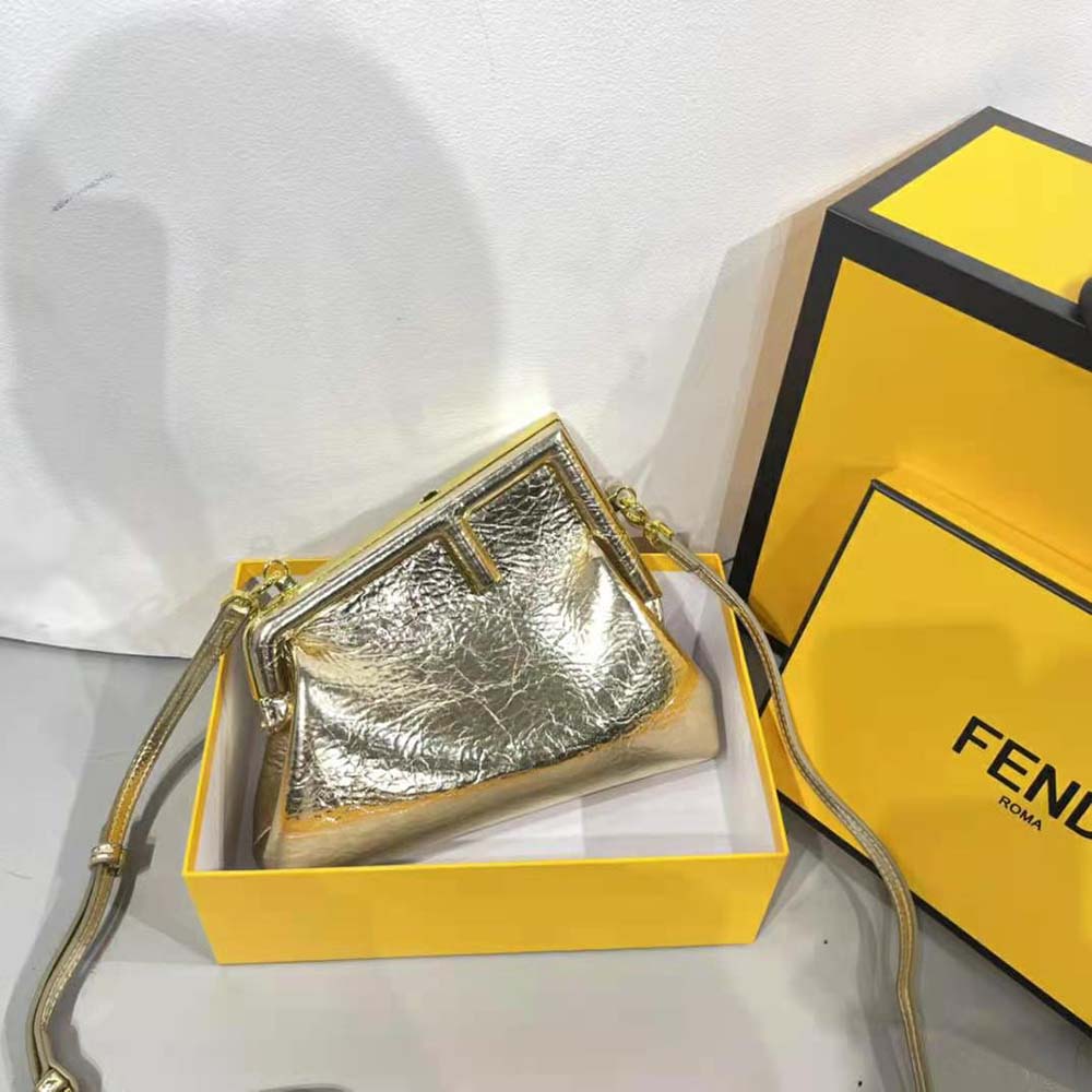 TÚI Fendi Women First Small Gold Laminated Leather Bag