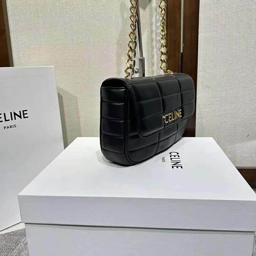 TÚI Celine Women Chain Shoulder Bag Matelasse  in Quilted Goatskin-Gold DA DÊ