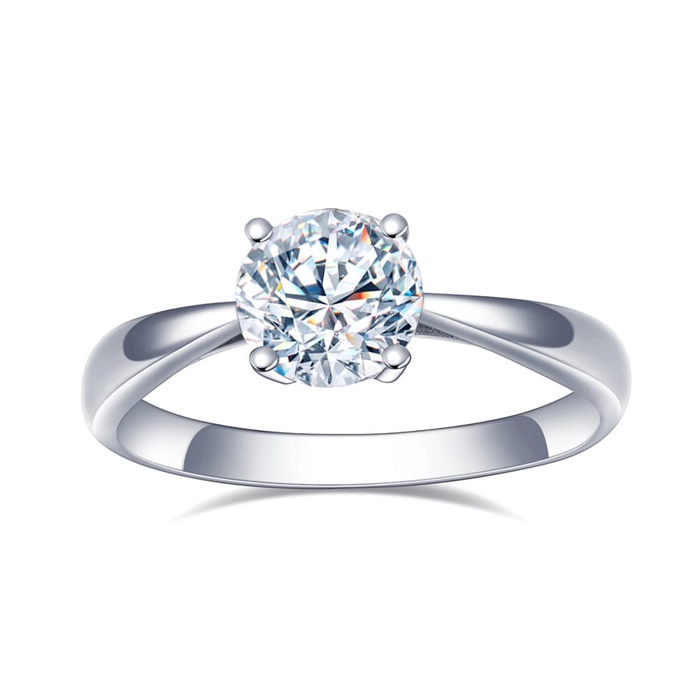 Nhẫn kim cương nhân tạo cắt tròn 1CT 2CT kiểu solitaire DF VS1 VVS2 vàng trắng 18K