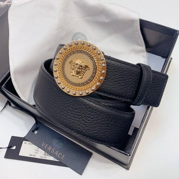 DÂY LƯNG VERSACE MEDUSA HEAD CALFSKIN LEATHER Khóa trắng