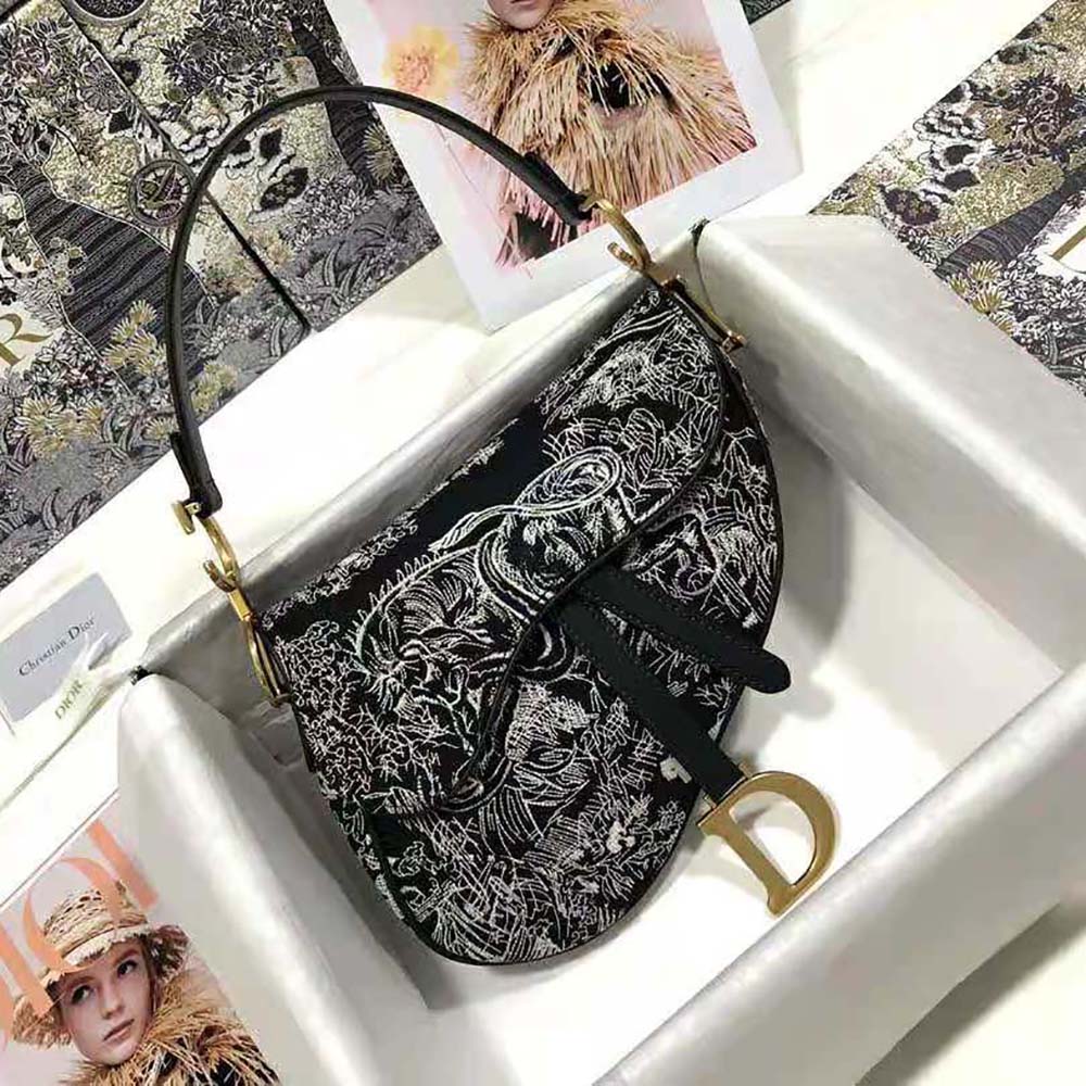 TÚI Dior Women Saddle Bag Toile DE Jouy Reverse Jacquard