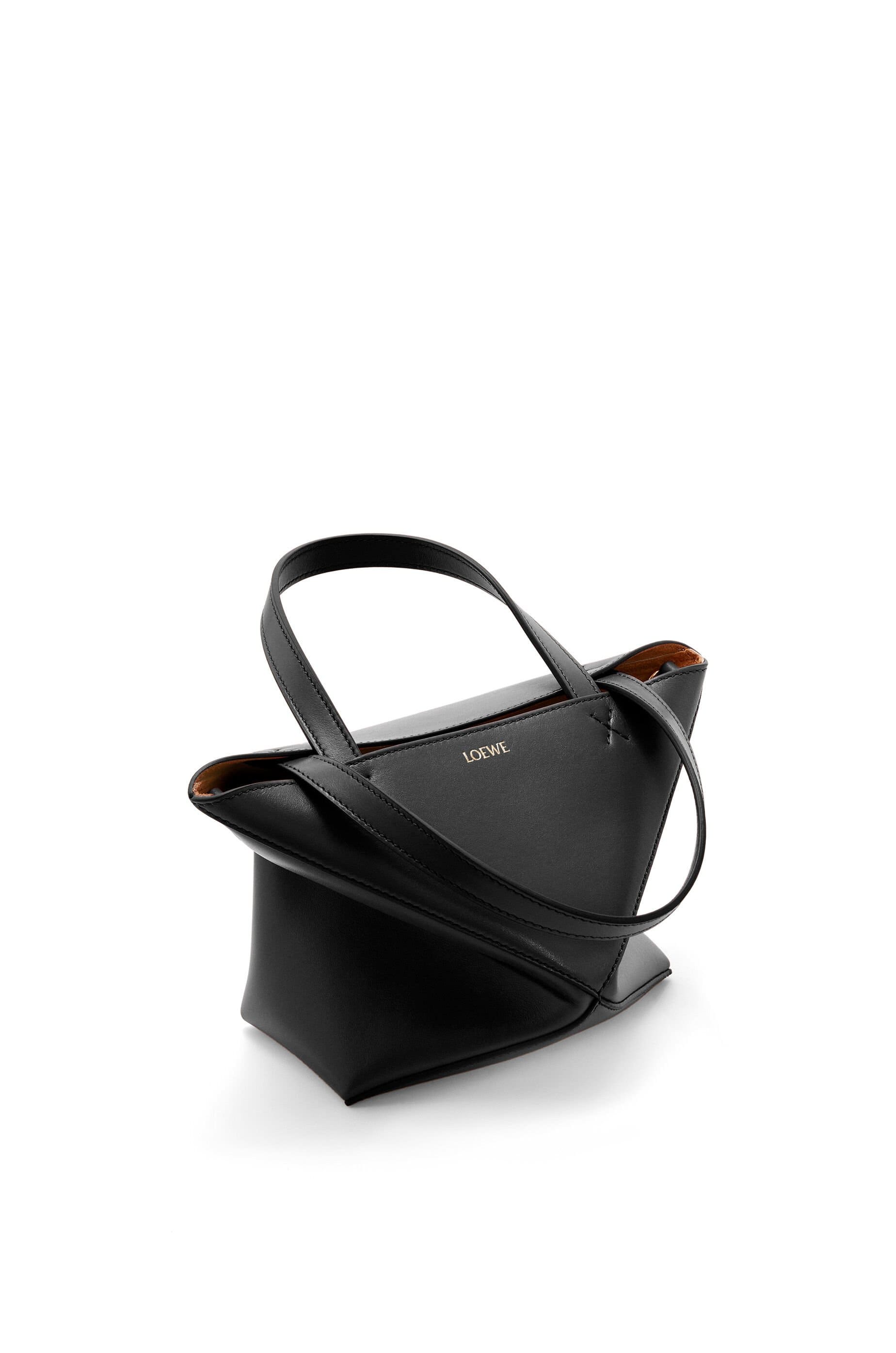Túi LOEWE Mini Puzzle Fold Tote in shiny calfskin black