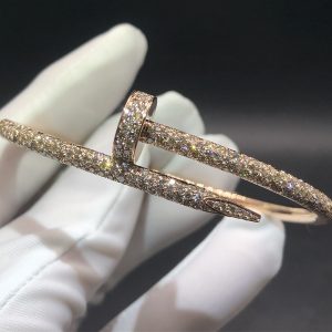Vòng tay Cartier Juste Un Clou full kim cương vàng hồng 18K