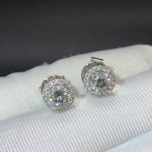 Bông tai Harry Winston diamond kim cương vàng trắng 18K