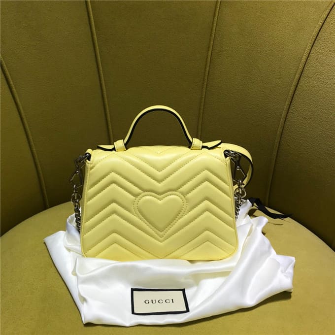 TÚI Gucci GG marmont mini top handle bag yellow Top Quality