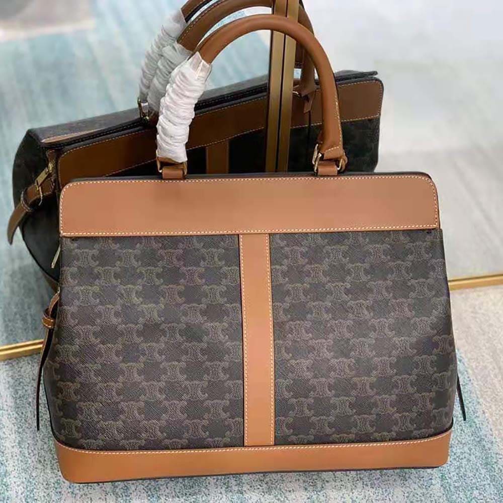 TÚI Celine Women Medium Cabas DE France Bag in Triomphe Canvas and Calfskin