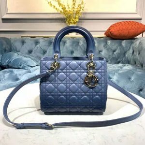 TÚI Dior Women Medium Lady Dior Bag Indigo Blue Gradient Cannage Lambskin