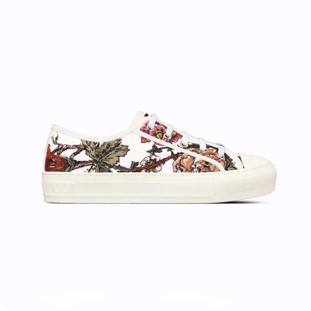 GIÀY Dior Women Walk’N’Dior Sneaker White Multicolor Cotton with Dior Jardin Botanique Embroidery