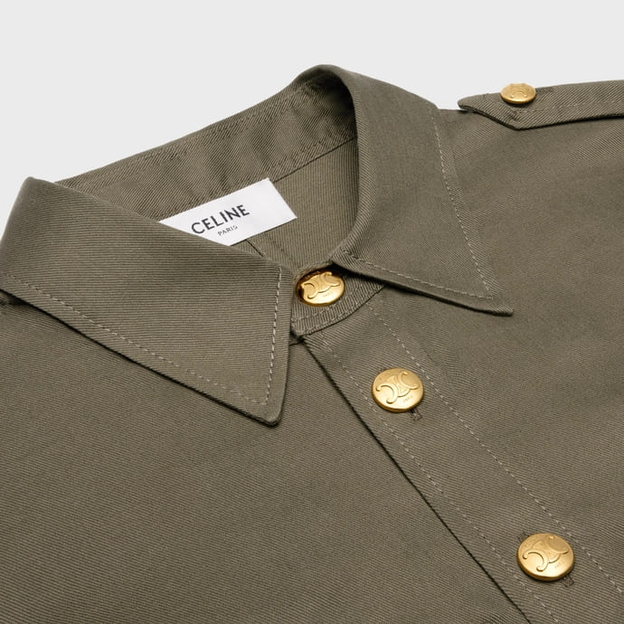 VÁY CELINE T-SHIRT DRESS WITH MILITARY POCKETS IN LIGHTWEIGHT TWILL KAKI