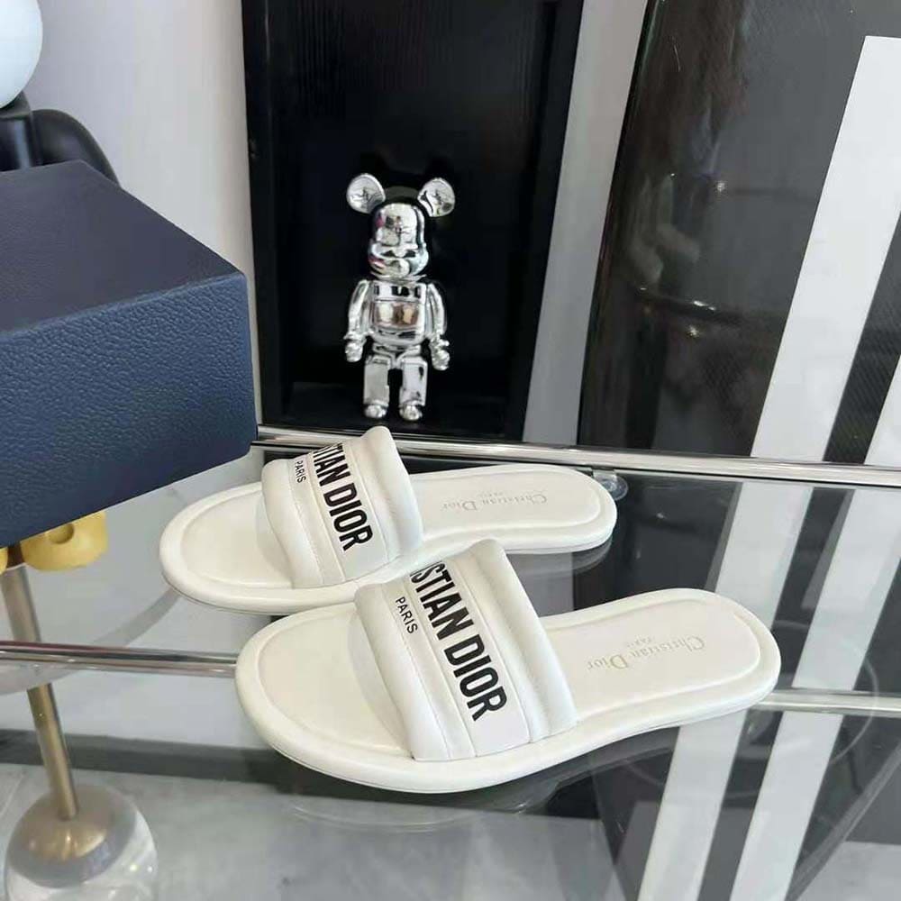 DÉP Dior Women Every-D Slide White Embossed Lambskin