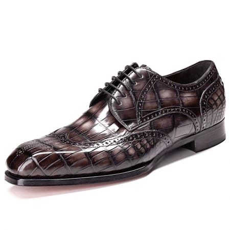 Giày Wingtip vẽ tay Giày Brogues dành cho nam da cá sấu thủ công có 3 màu