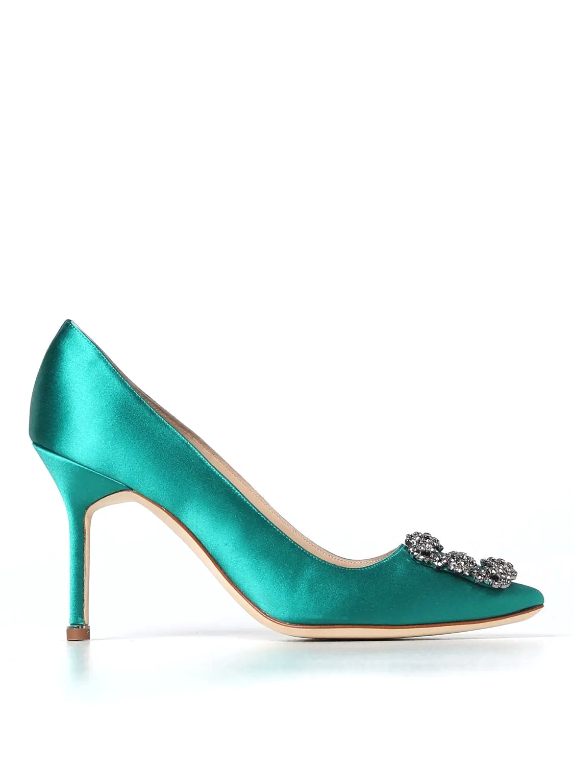GIÀY MANOLO BLAHNIK Green satin pumps shoes