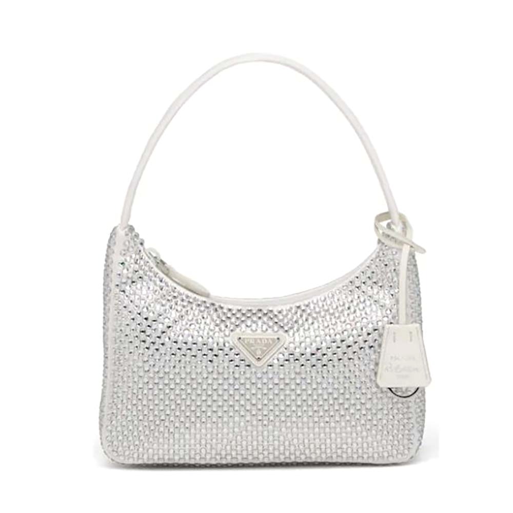 TÚI Prada Satin Mini-Bag with Artificial Crystals-White