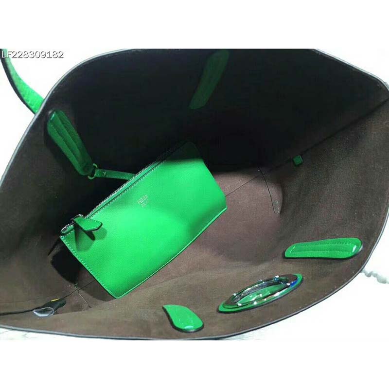 TÚI Fendi Women Leather Logo Shopper Bag-Green