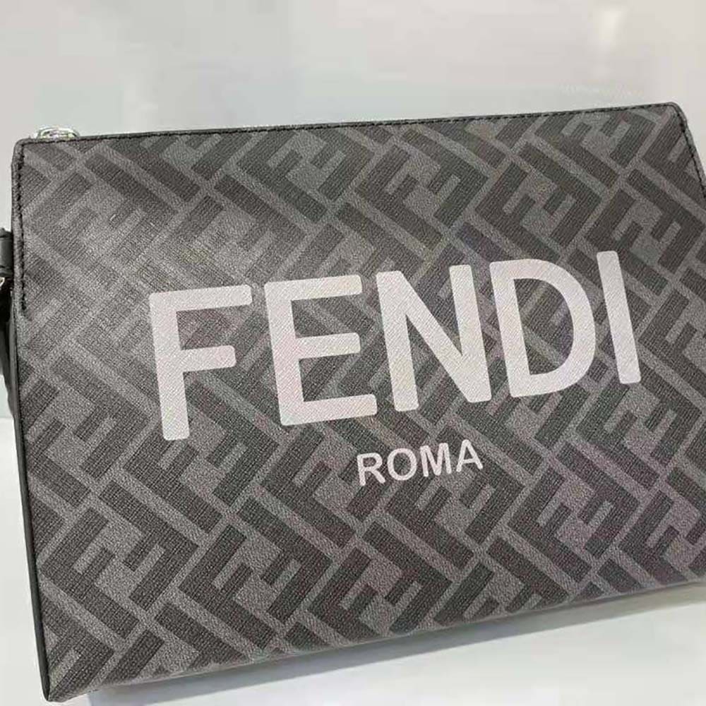 TÚI Fendi Men Clutch Pack Pouch in Black FF Fabric