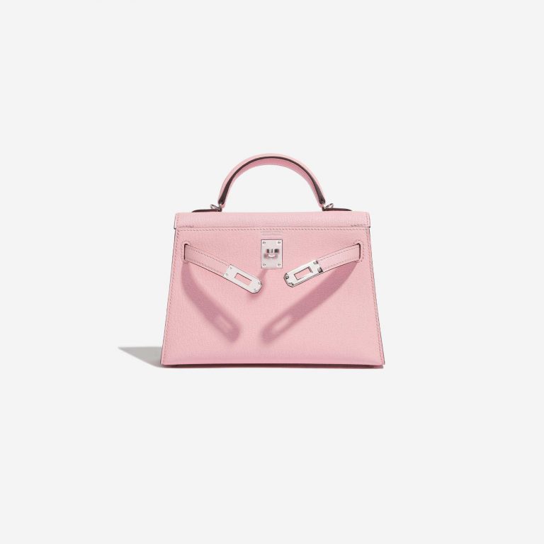 TÚI Hermès Kelly Mini Chèvre Mysore Rose Sakura Silver Buckle khóa trắng