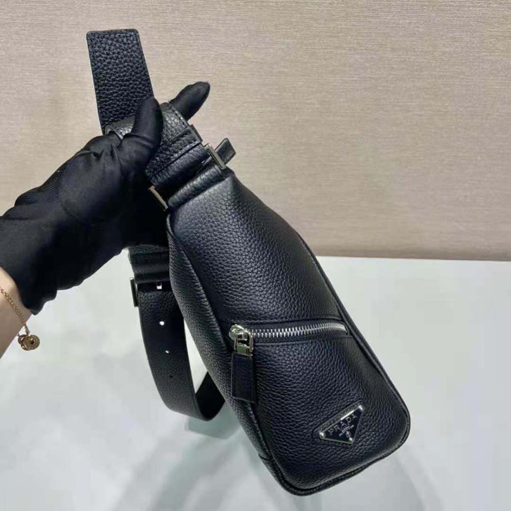 TÚI Prada Leather Bag with Shoulder Strap-Black