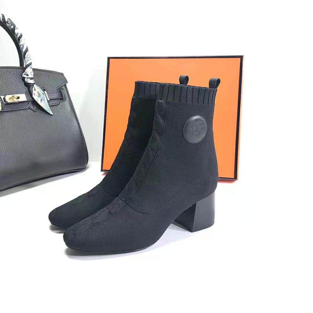 Giày Hermes Women Volver 60 Ankle Boot in 7cm Heel Height-Black