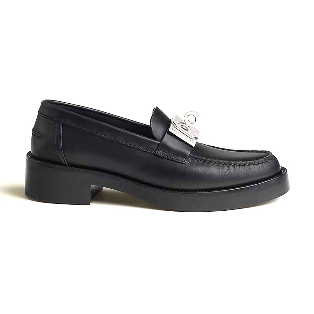 GIÀY HERMES Men Hot Loafer in Calfskin-Black TOP QUALITY SHOES AAA
