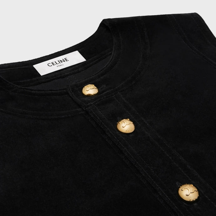 VÁY CELINE TRAPEZE MINI DRESS IN VELVET RAW WASH