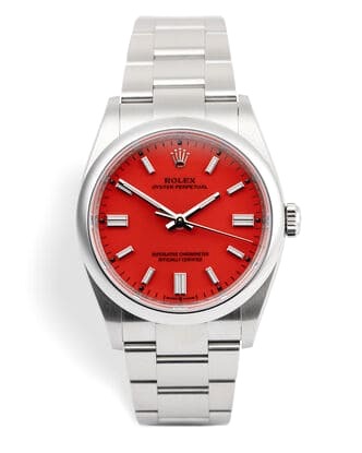 Đồng hồ Rolex Oyster Perpetual Coral Red 36 mặt số màu san hô đỏ