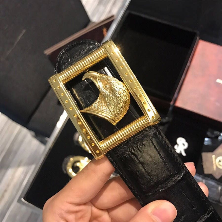 DÂY LƯNG STEFANO RICCI CROCODILE LEATHER DA CÁ SẤU Belt Khóa vàng