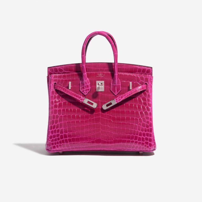 TÚI Hermès Birkin 25 Niloticus Crocodile Rose Pourpre Silver Buckle khóa trắng