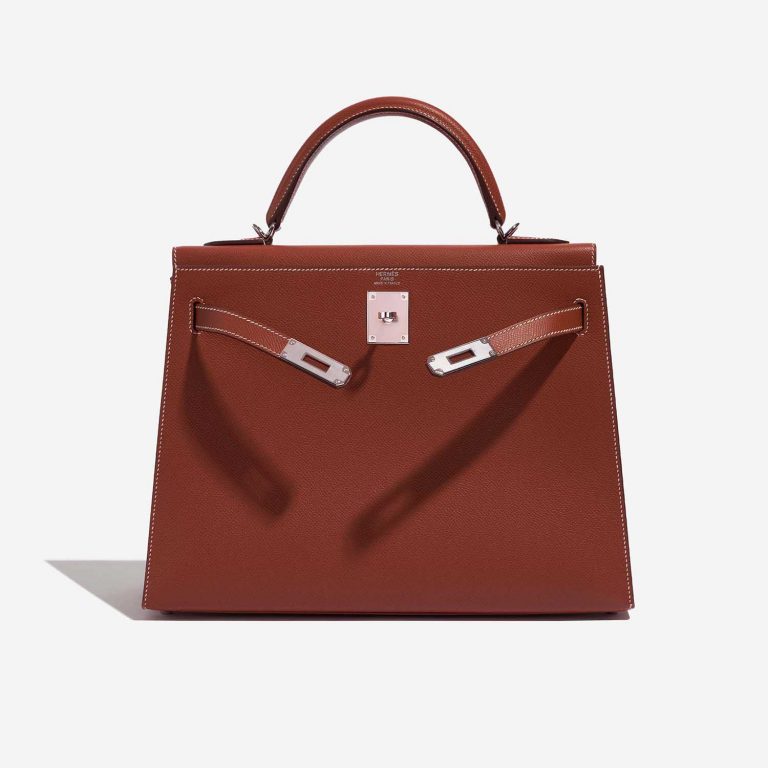 TÚI Hermès Kelly 32 Epsom Sienne Silver Buckle khóa trắng