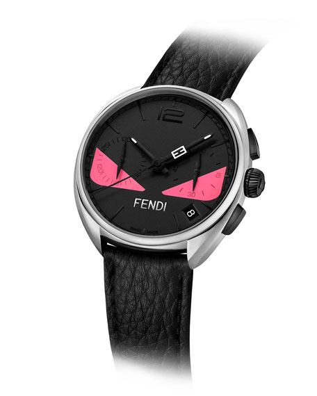 FENDI Momento Bugs Chronograph Leather Watch