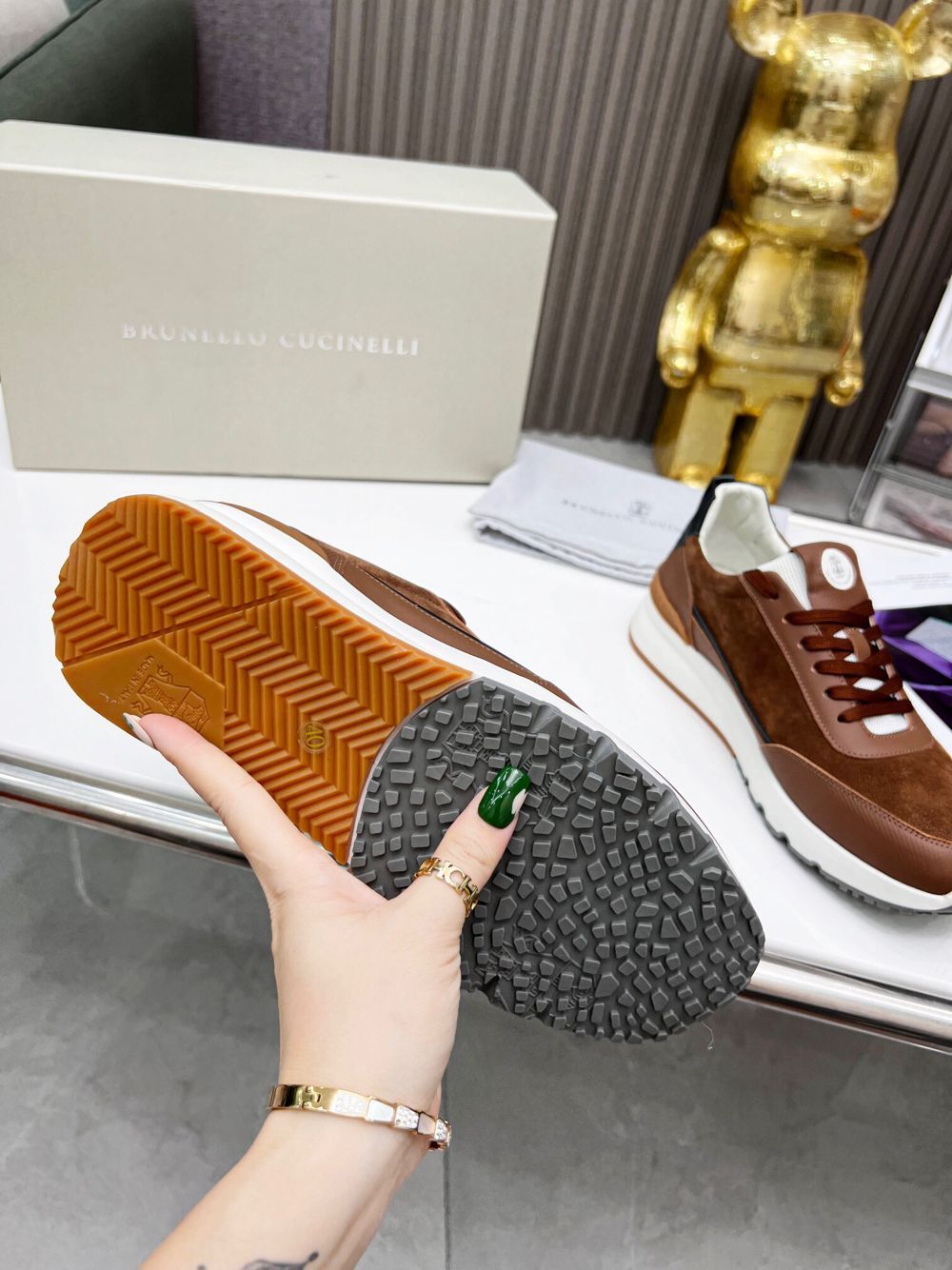 GIÀY BRUNELLO CUCINELLI Suede Brown Sneaker shoes