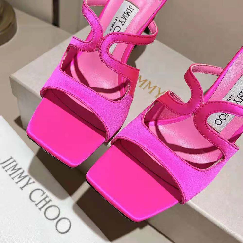 GIÀY Jimmy Choo Women Anise 95 Fuchsia Satin Mules in 95mm Heel Height