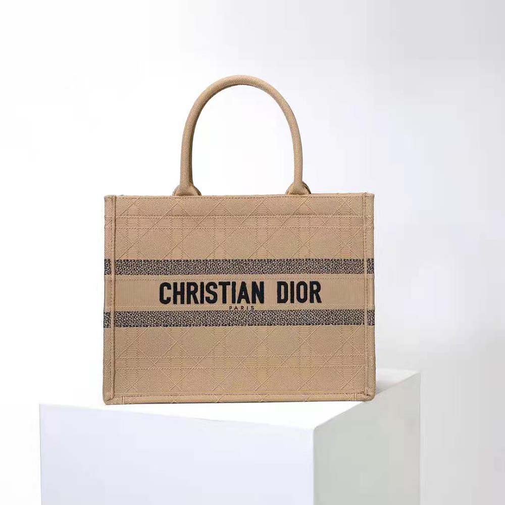 TÚI Dior Women Medium Dior Book Tote Natural Cannage Raffia