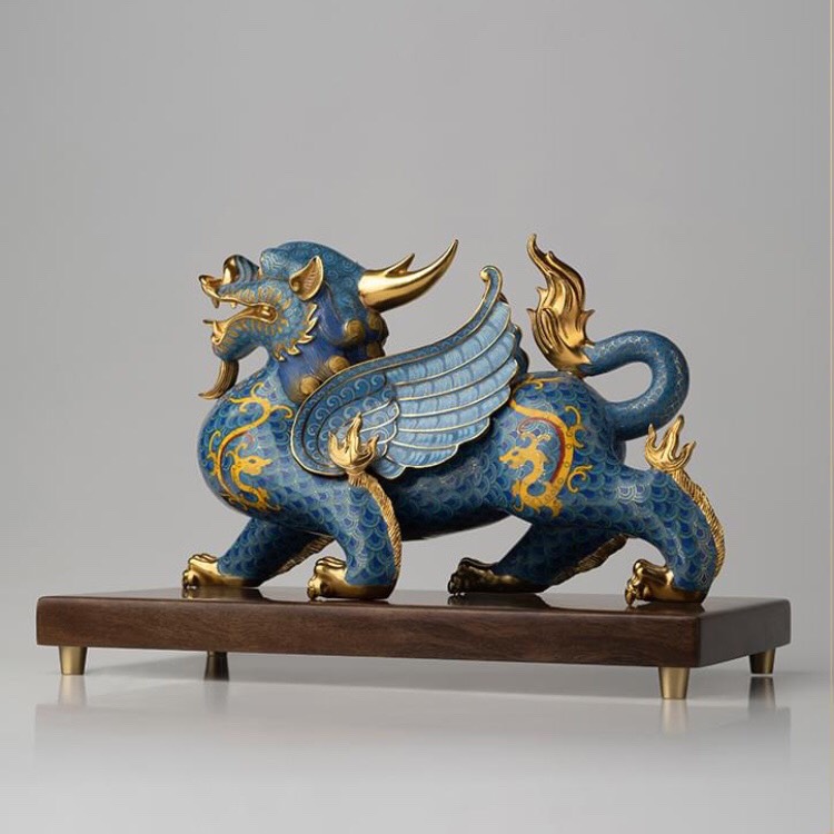 TƯỢNG CẢNH THÁI LAM TỲ HƯU ĐỒNG PHONG THỦY MẠ VÀNG 24K