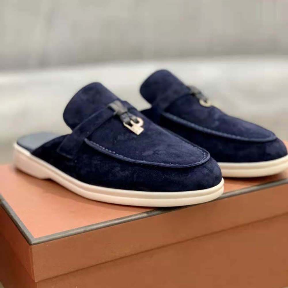 GIÀY Loro Piana Unisex Babouche Charms Walk Loafers-Navy