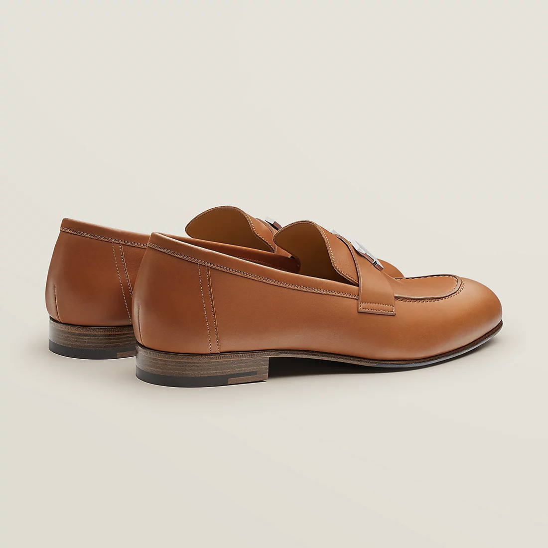GIÀY HERMES PARIS LOAFER COWHIDE LEATHER LIGHT BROWN SS2022