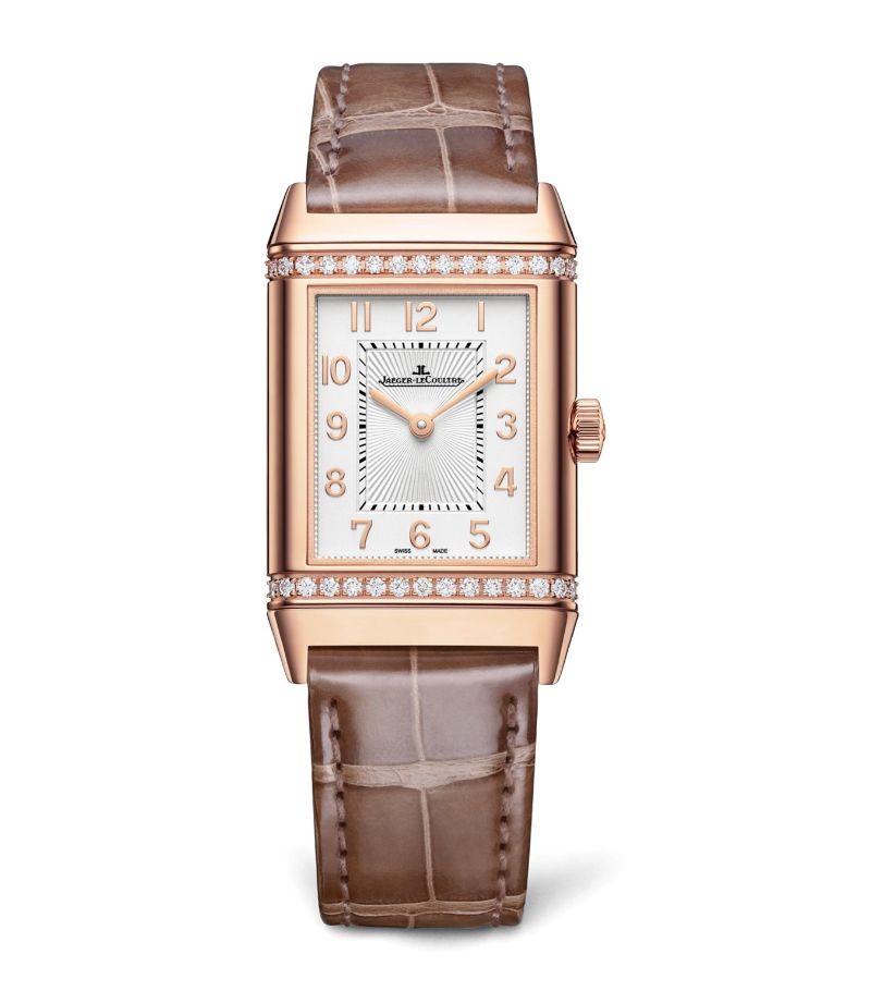 Đồng hồ JAEGER-LECOULTRE Pink Gold and Diamond Reverso Classic Duetto 24.4mm mặt số màu trắng