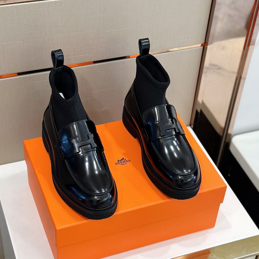 GIÀY HERMES SNEAKER HIGH SPORTS CALFSKIN BLACK