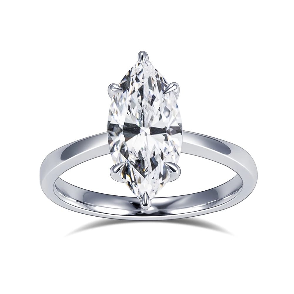 Nhẫn kim cương đơn hình Marquise 2.02CT vàng trắng 18K