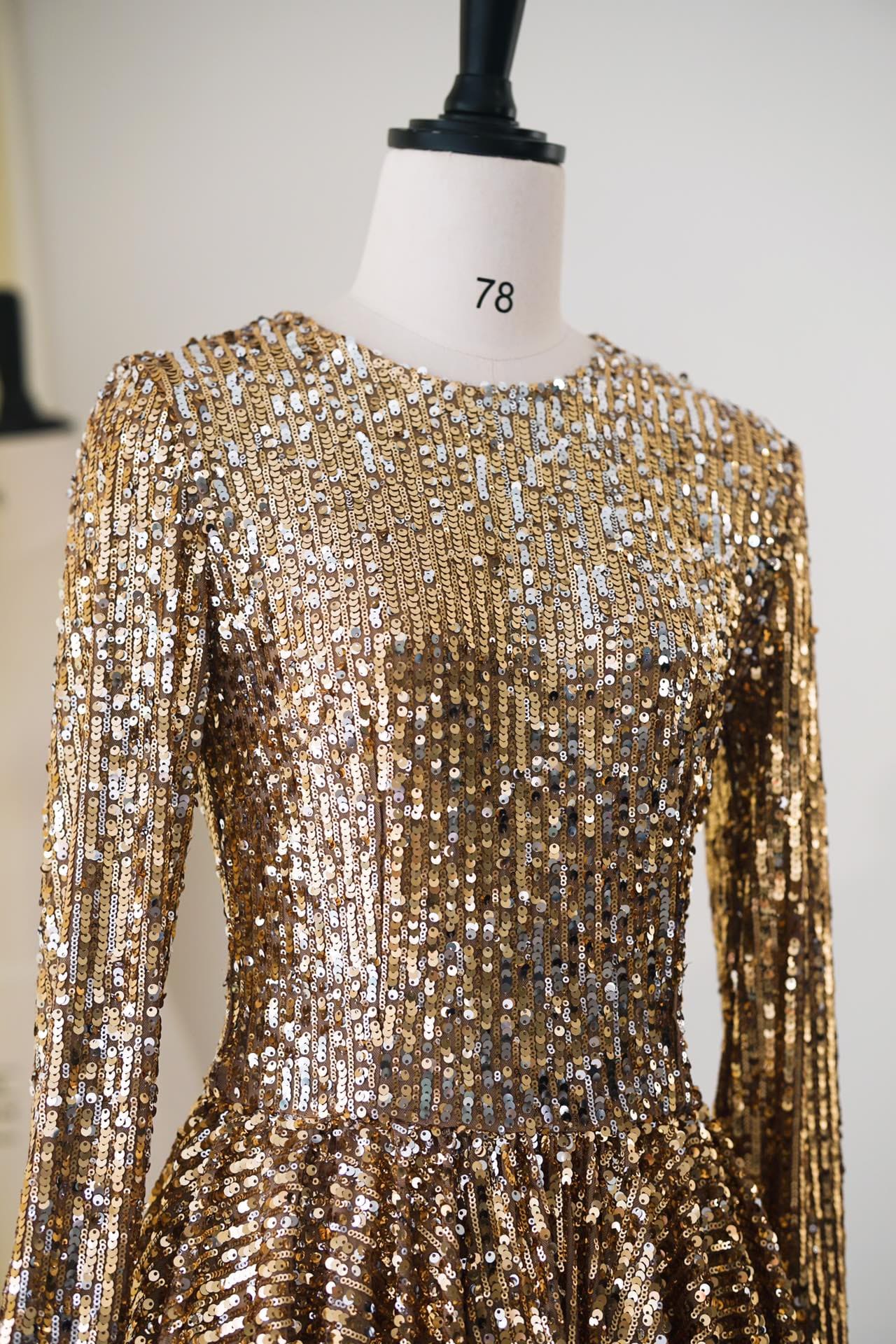 VÁY DOLCE & GABBANA ROUND NECK SEQUIN PARTY MID DRESS High Classy