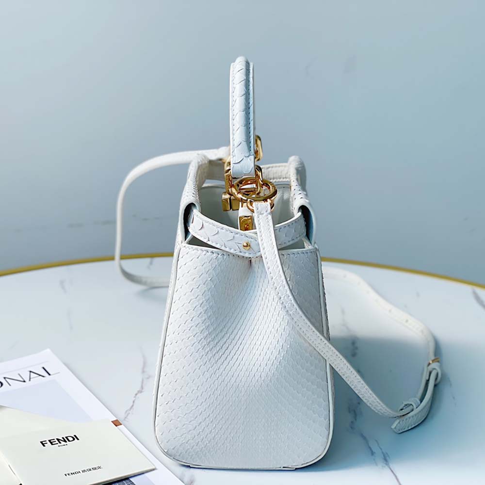 TÚI Fendi Women Peekaboo Iconic Mini White Python Bag